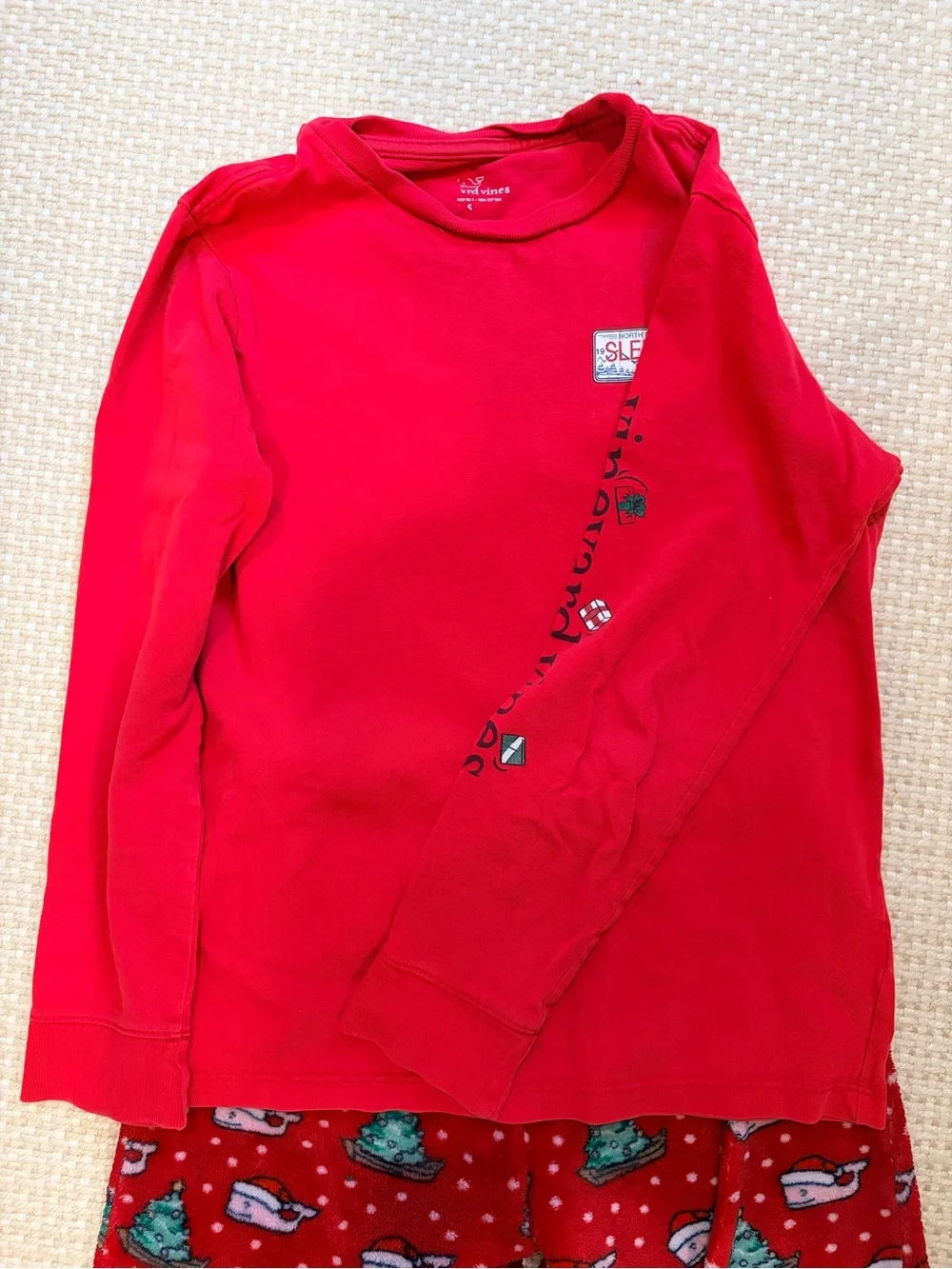 Vineyard Vines Kids Christmas Pajama Set with Tree & Sled Print